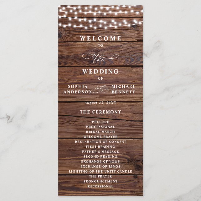 Programa Luces de Cuerda de Madera Rústica Boda en Tarro de (Anverso)
