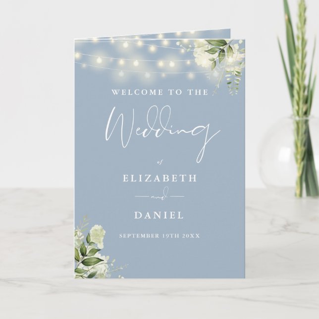 Programa Luces de Cuerda Florales Azul Polvoriento Boda  (Anverso)