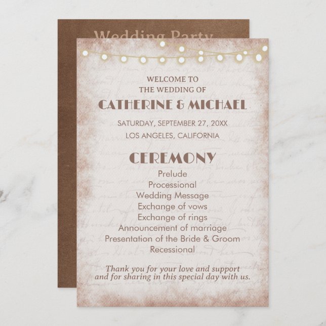 Programa Luces de Cuerda Románticas Acuarela Rústicas Vinta (Anverso / Reverso)