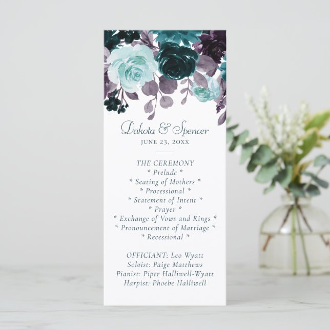 Programa Malhumorado Boho | Boda Floral Oscura Turquesa Ver (Anverso de pie)