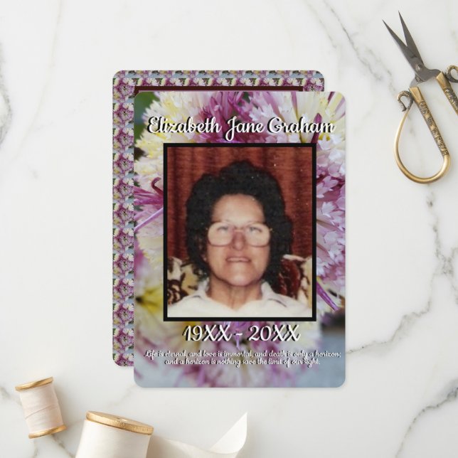 Programa Mamáes de araña fotográfica de presupuesto Funeral (Anverso/Reverso In Situ)