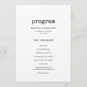 Programa Máquina de escribir minimalista boda a doble cara