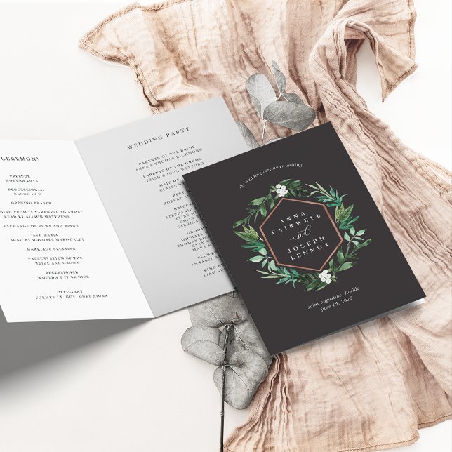 Programa Marco de efecto invernadero | Boda botánico acuare (Subido por el creador)