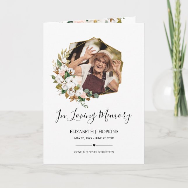 Programa Marco geométrico floral de Magnolia 2 Funeral foto (Anverso)