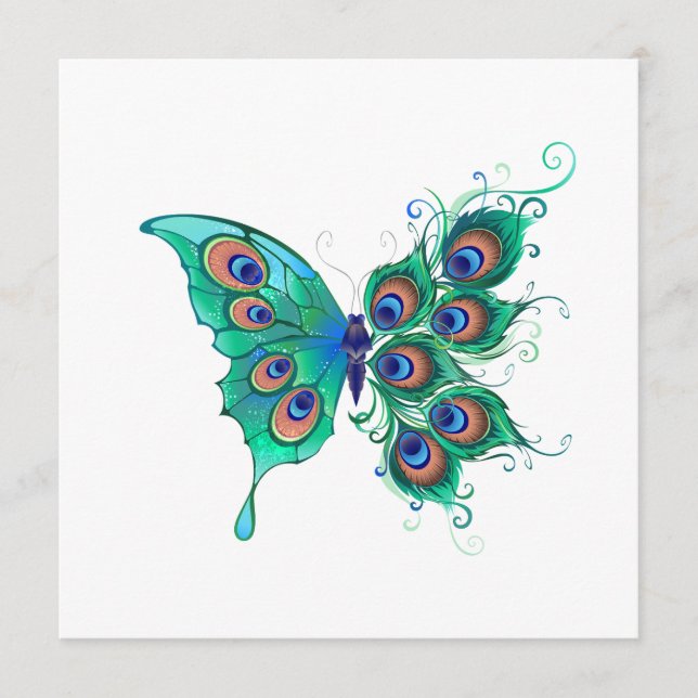Programa Mariposa con plumas de pavo real verde (Anverso)