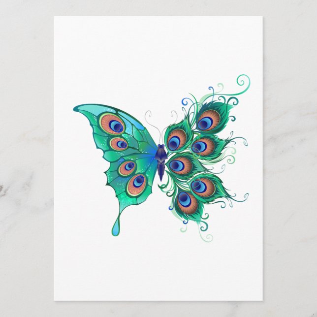 Programa Mariposa con plumas de pavo real verde (Anverso)
