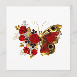 Programa Mariposa de flor roja con rosas rojas