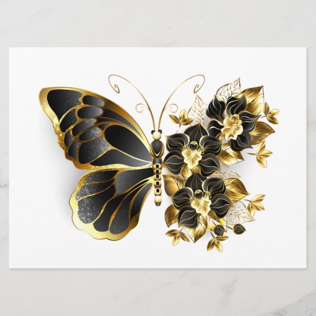 Programa Mariposa de flores de oro con orquídea negra (Anverso)