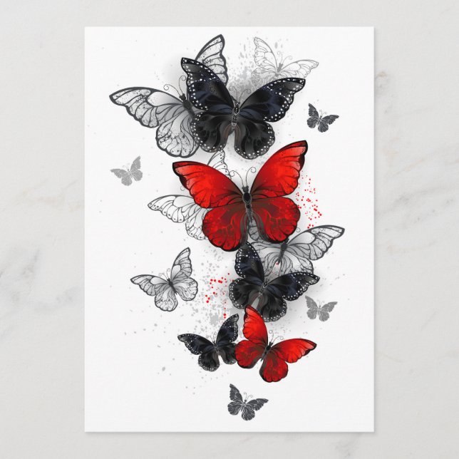 Programa Mariposas Morpho voladoras negras y rojas (Anverso)