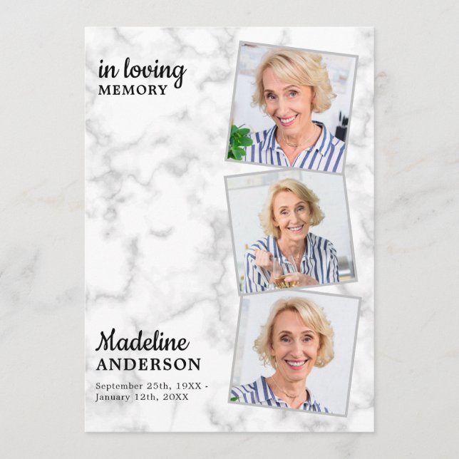 Programa Mármol 3 Foto Orden Del Funeral Memorial (Anverso)