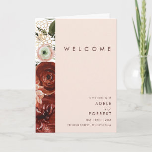 Programa Marsala Autumn Floral Boda plegado de Rubor