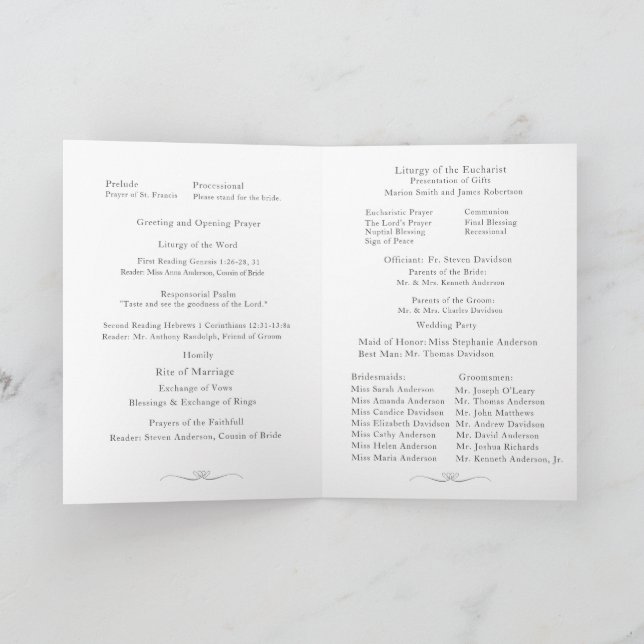Programa Masa Nupcial simplemente católica con foto (Interior)