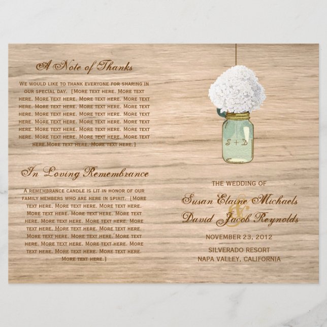 Programa Mason Jar Hydrangea, Rústico del País (Anverso)