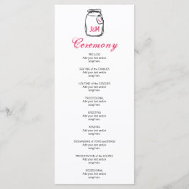Programa Mason Jar & Pink Heart Wedding Program