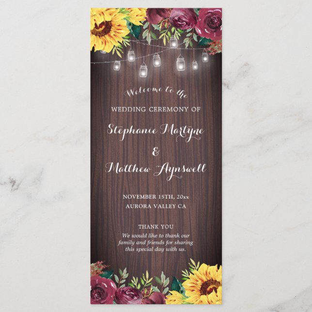 Programa Mason Jar, un girasol ruso, alude a un Boda floral (Anverso)