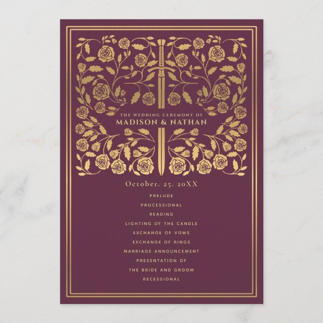 Programa Mauve Royal Medieval Sword Wedding (Anverso)