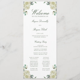 Programa Megan White Floral Elegante Ceremonia de Boda