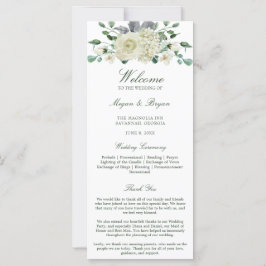 Programa Megan White Floral Greenery Wedding