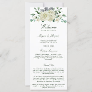 Programa Megan White Floral Greenery Wedding