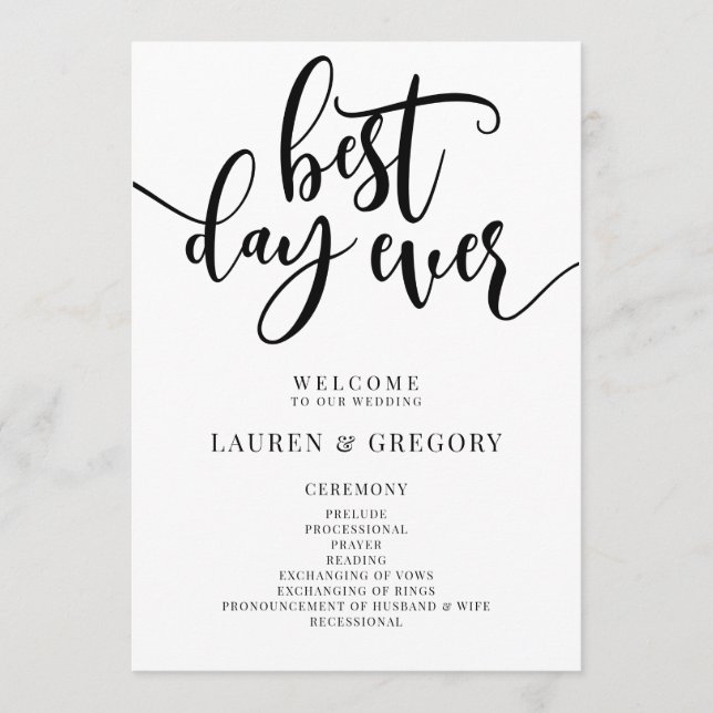 Programa Mejor Día de Boda de la Orden de Ceremonia (Anverso)