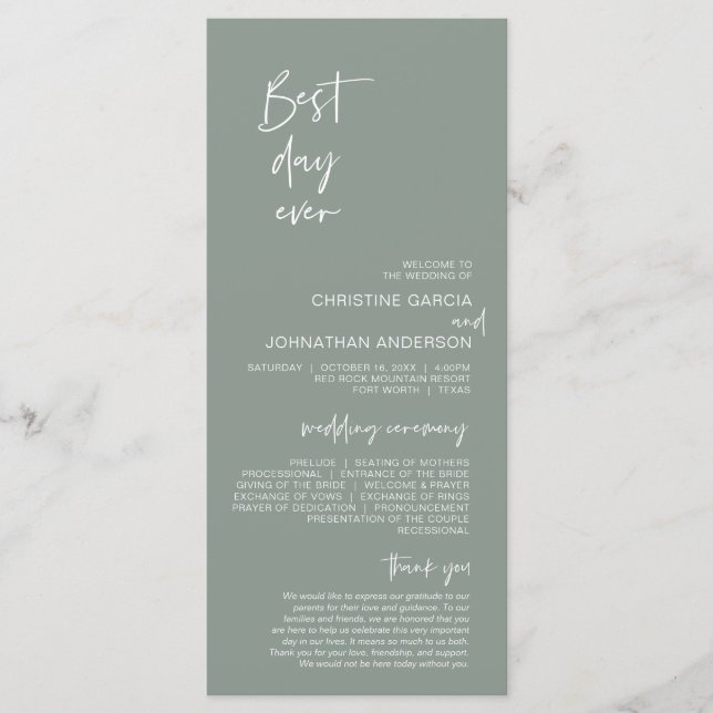 Programa Mejor día de la historia, verde azulado moderno Mi (Anverso)