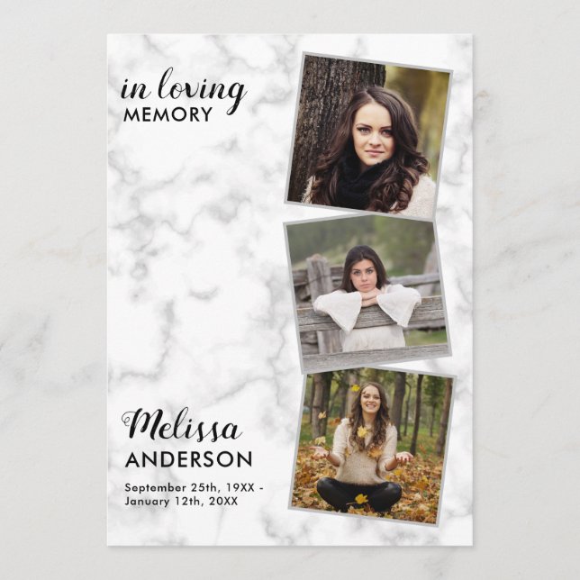 Programa Memorial 3 Foto Orden Del Funeral Del Servicio (Anverso)