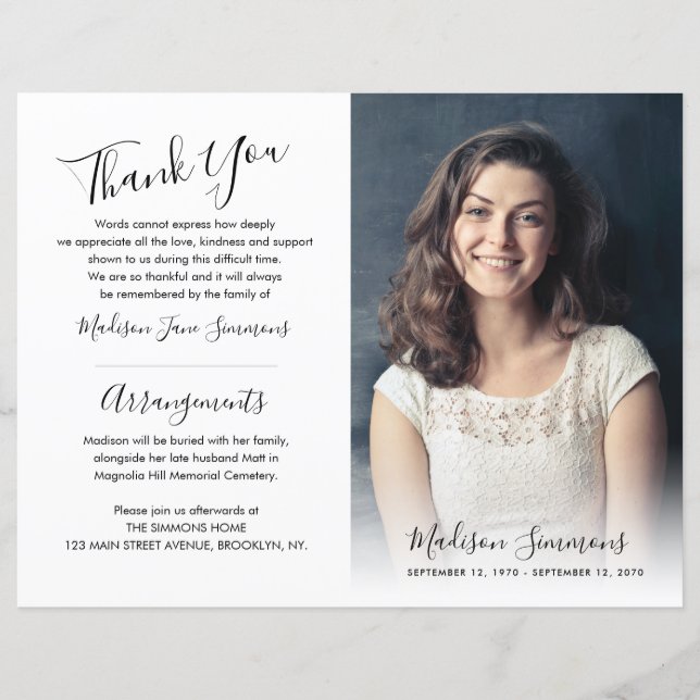 Programa Memorial de la Foto por Orden Funeral de  (Anverso)