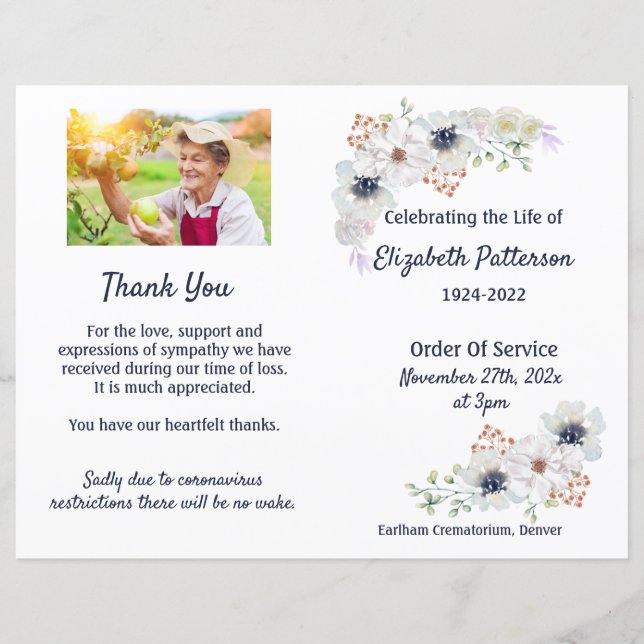 Programa Memorial de Orden Funeral de Servicio (Anverso)