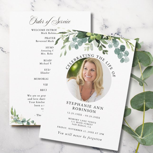 Programa Memorial funeral de Eucalyptus Foto Orden de servi (Subido por el creador)