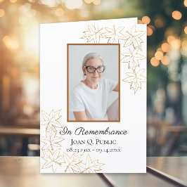 Programa Memorial plegado en el funeral de Fall Maple Leave