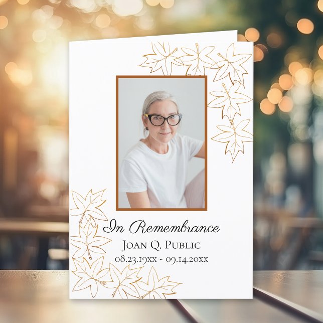 Programa Memorial plegado en el funeral de Fall Maple Leave (Subido por el creador)