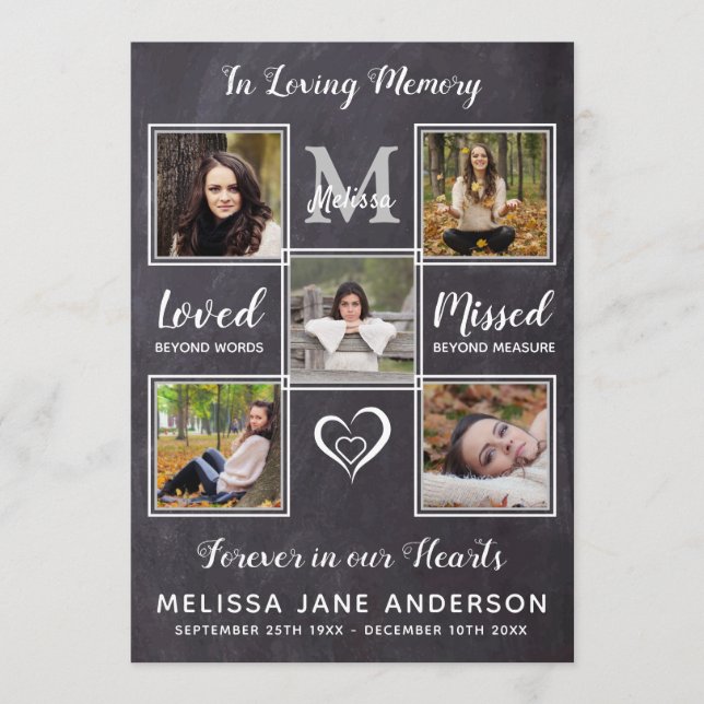 Programa Memorial Rústico 5 Fotos Orden Del Funeral De Serv (Anverso)