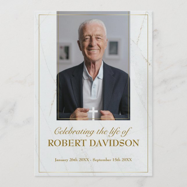 Programa Mesa fotográfica del funeral Personalizado Marble  (Anverso)