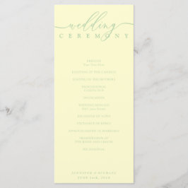 Programa Minimal Pistachio & Cream Script Wedding Ceremony