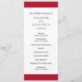 Programa Minimal rojo clásico simple matrimonio elegante