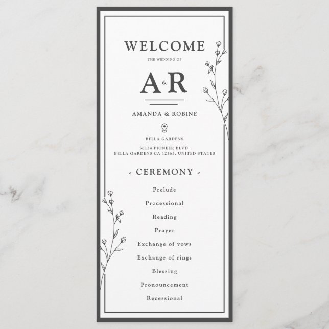 Programa Minimalist Black & White Wedding (Anverso)