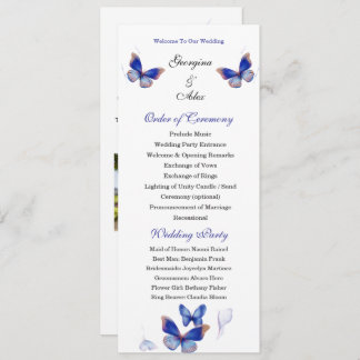 Programa Minimalist Blue Editable Photo Wedding Program