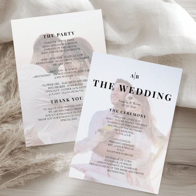 Programa Minimalist Editorial Ivory Photo Wedding Program (Subido por el creador)