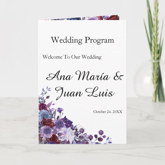 Programa Minimalist Editorial Wedding Program Folded Card (Anverso)