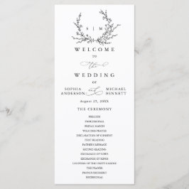 Programa Minimalist Floral Line Art Wedding Program