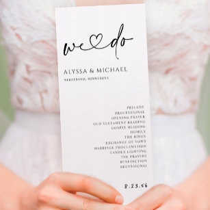 Programa Minimalist Handwriting Simple Modern Wedding