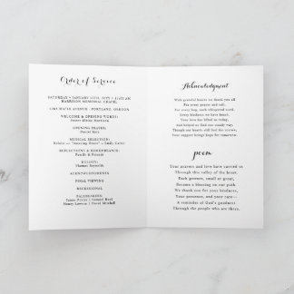 Programa Minimalist Photo Funeral Order of Service Folded 