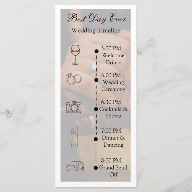 Programa Minimalist Photo Wedding Timeline Flat Program (Anverso)