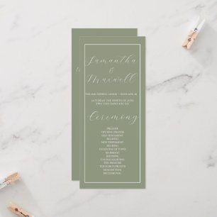 Programa minimalista Boho Sage Green Wedding
