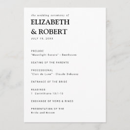 Programa Minimalista Ceremonia de boda simple y moderno neg