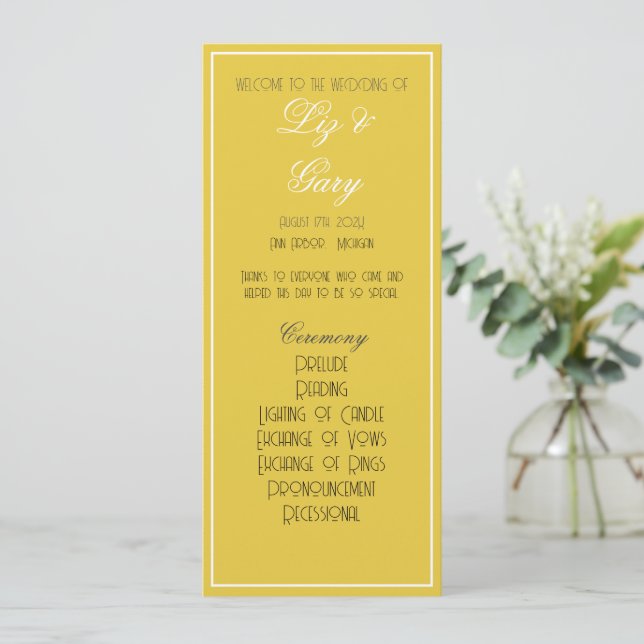 Programa minimalista de Amarillo Mostaza (Anverso de pie)