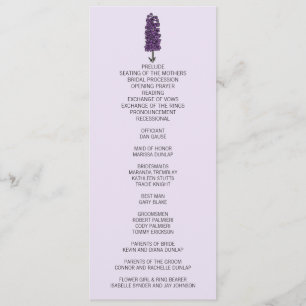 Programa minimalista de Boda de Larkspur Púrpura