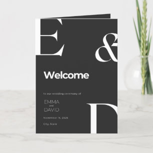 Programa minimalista De Boda Doble Blanco Y Negro 
