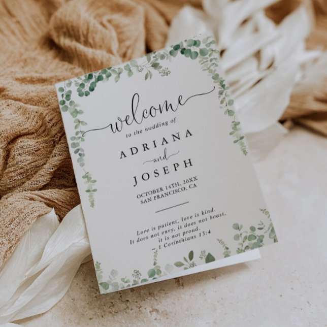 Programa minimalista de Boda Doble de Eucalipto Ve (Subido por el creador)