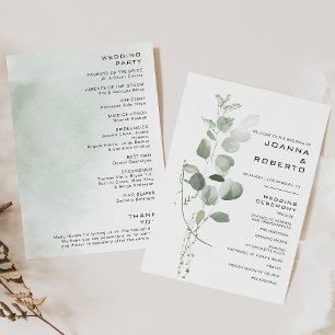 Programa minimalista de bodas de eucalipto